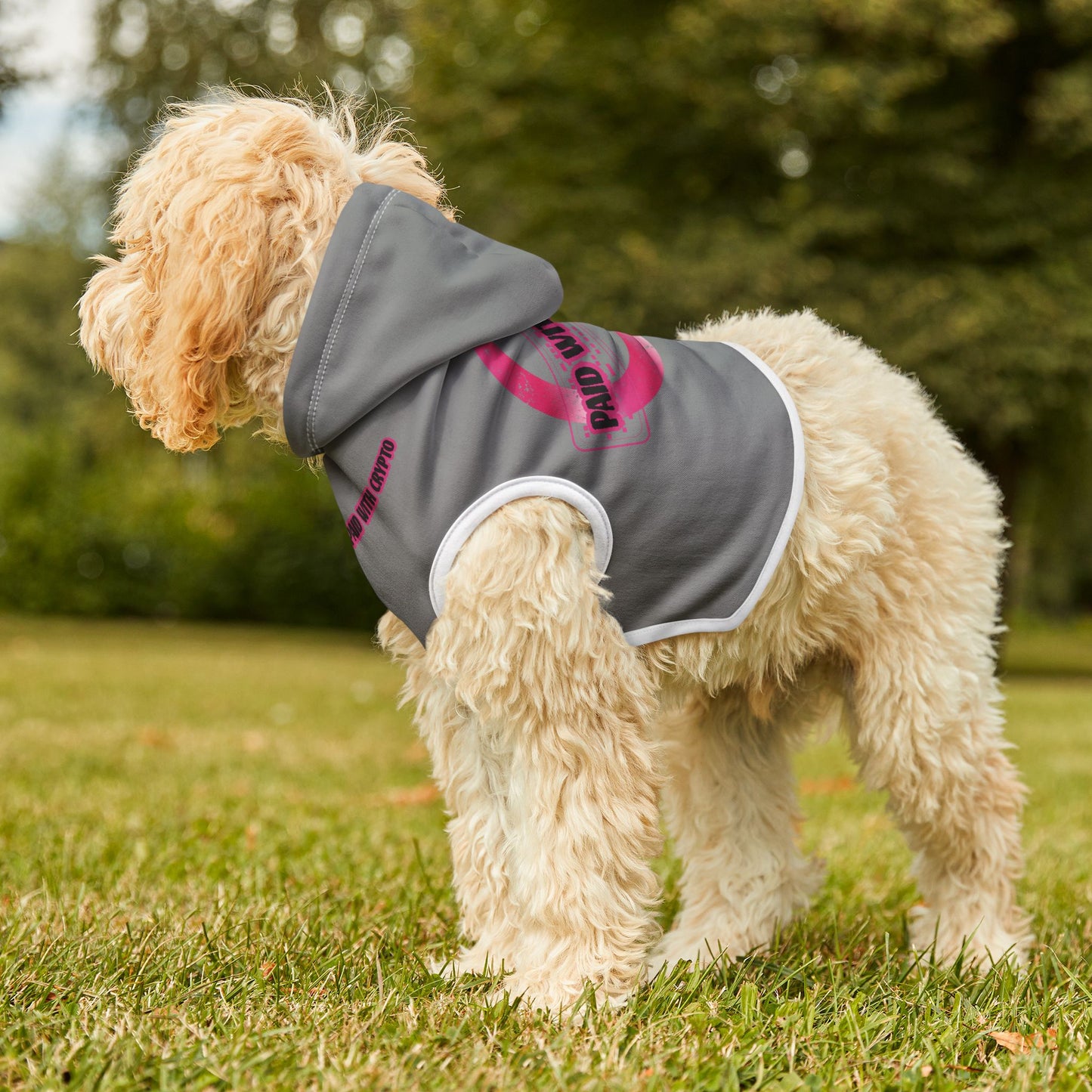 Grey Custom Designer Dog Hoodie Bitcoin Crypto Only Transaction